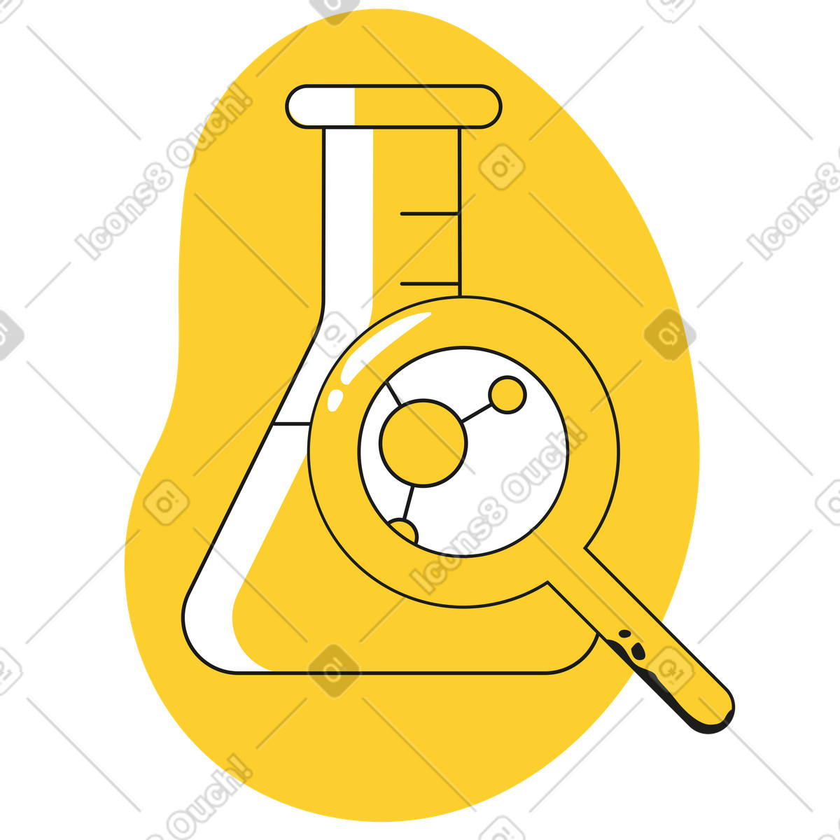 下载 Taxi 风格的 用放大镜研究烧瓶中的内容物 插画，支持 PNG、SVG 格式