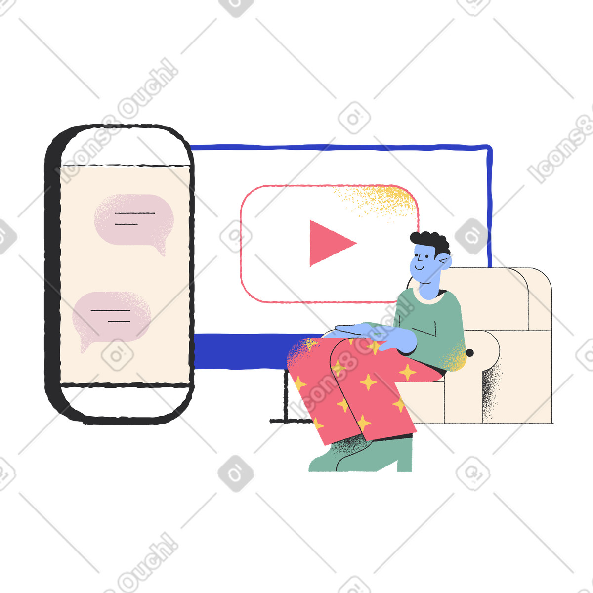 Ilustración Vida en línea estilo Pablo a descargar PNG y SVG