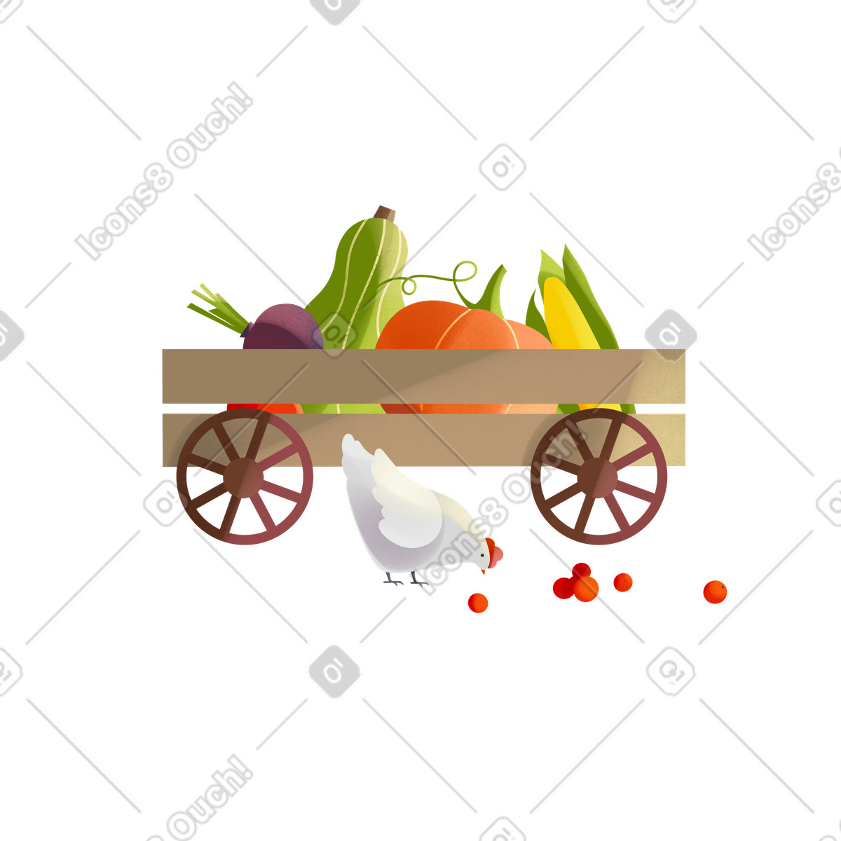 Cart with vegetables illustration in Shine style download in PNG, SVG