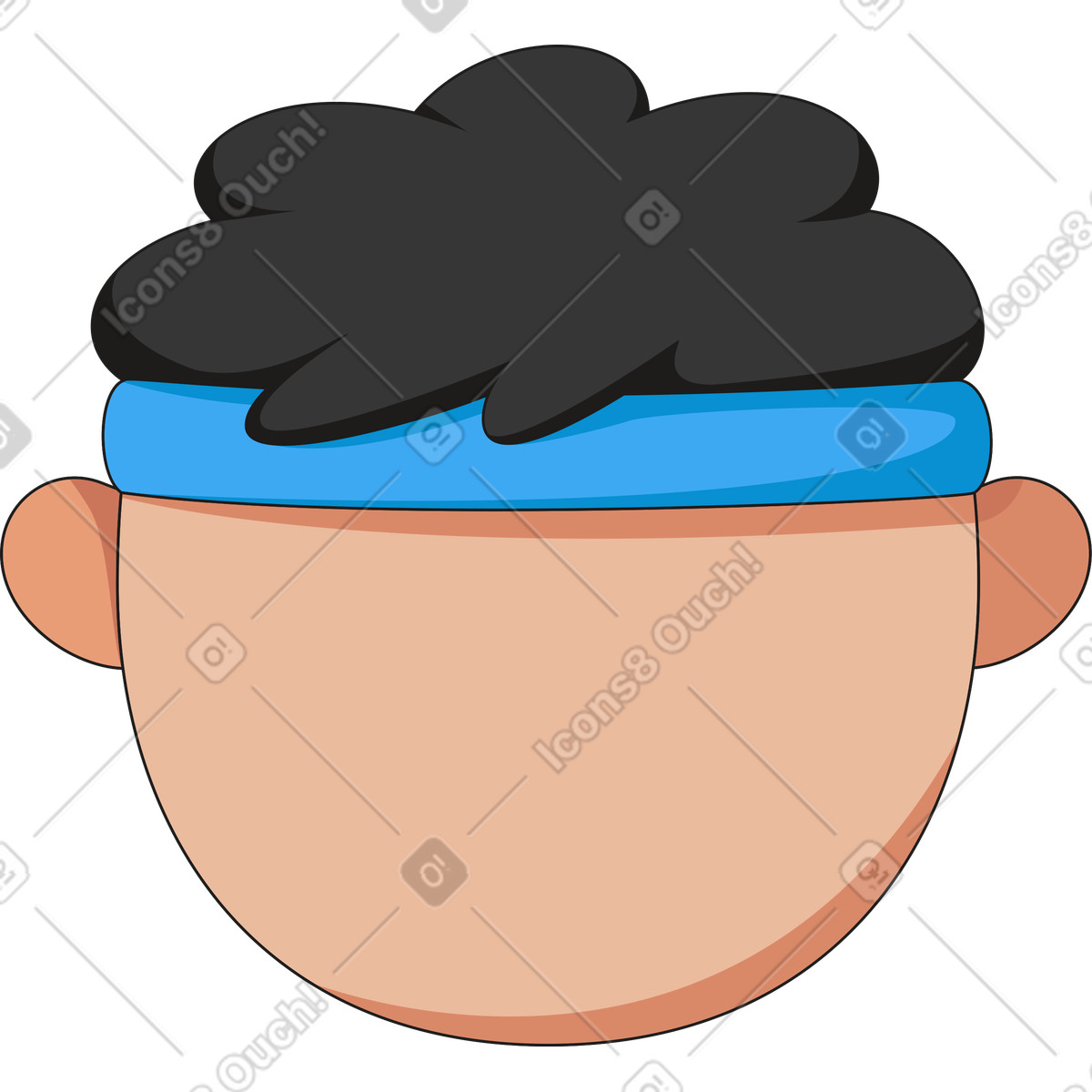 Viso con benda sulla fronte illustrazione in stile Moji scarica in PNG, SVG