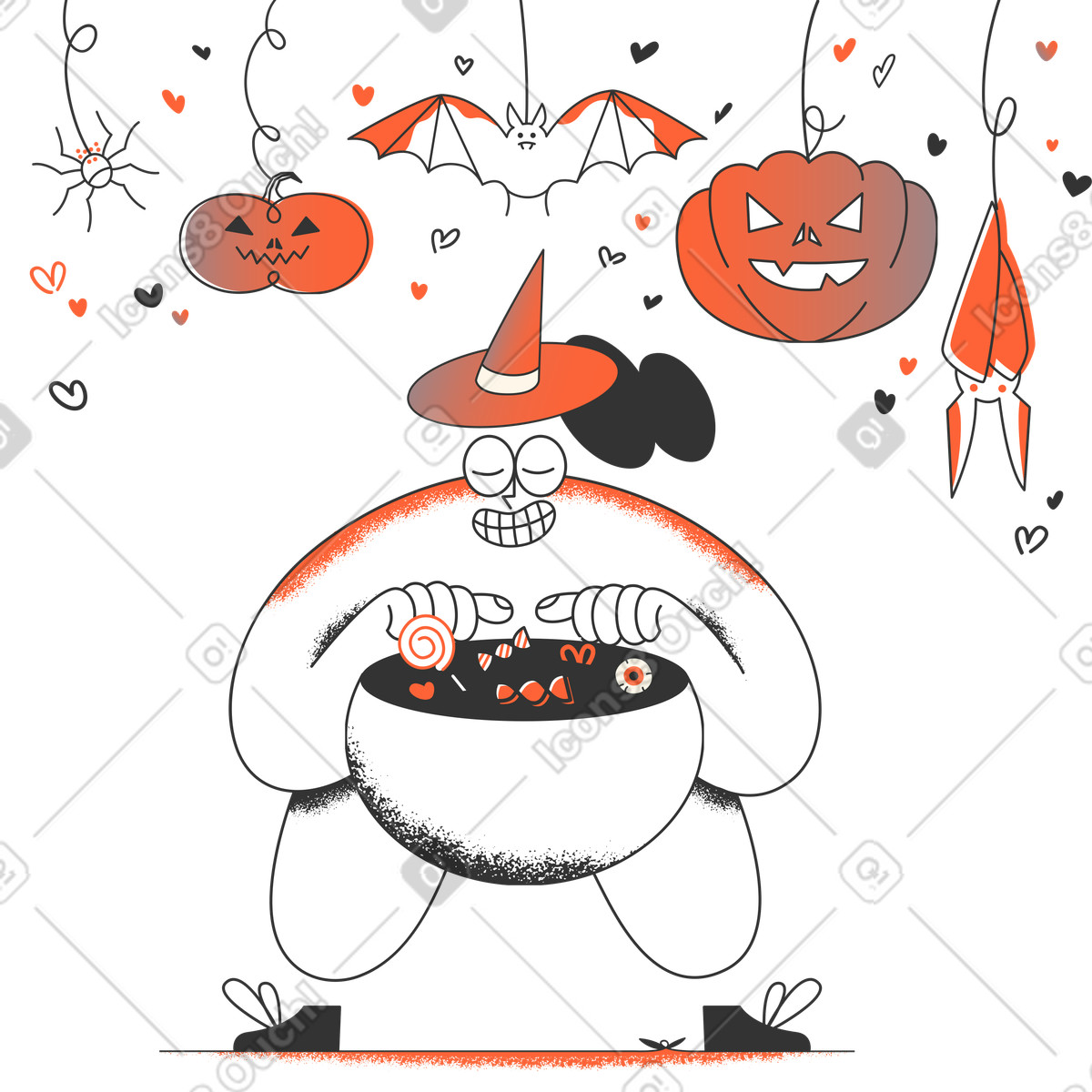 Illustration Des bonbons ou un sort! dans le style Crayon à télécharger aux formats PNG, SVG