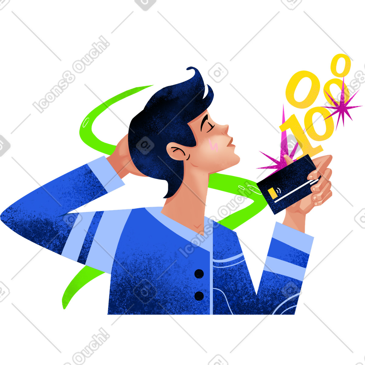 Ilustração de Homem recebendo uma transferência para um cartão plástico em no estilo Flare baixar em PNG, SVG