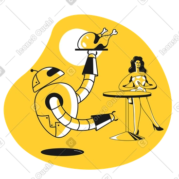 Robot restaurant waiter PNG, SVG