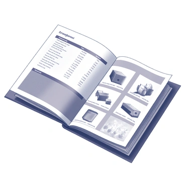 A colorful brochure opened up to a page featuring an illustration price list and examples.