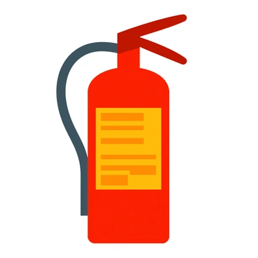A red fire extinguisher with detailed safety instructions and labels clearly visible on its body.