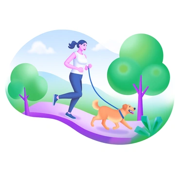 A person taking their dog for a jog while practicing mindfulness and enjoying the fresh air.