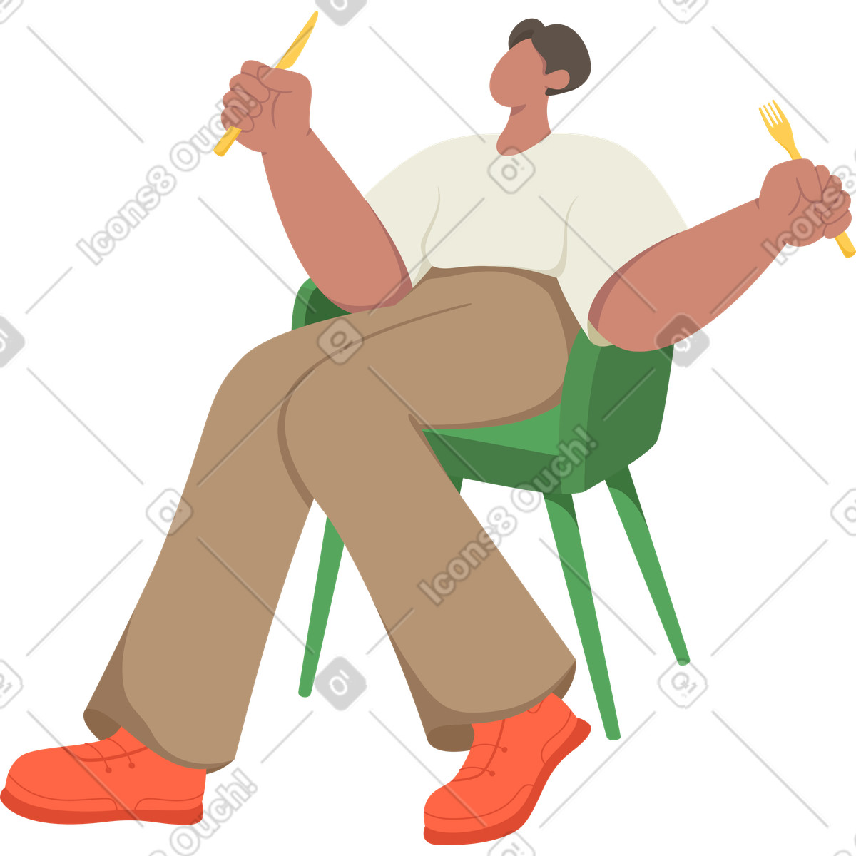 Man with fork and knife illustration in Social style download in PNG, SVG