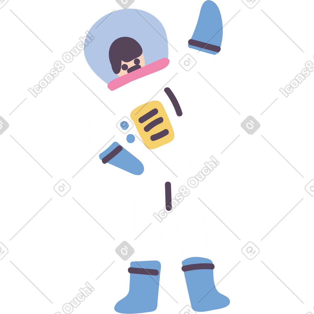 Astronaut illustration in Pluto style download in PNG, SVG