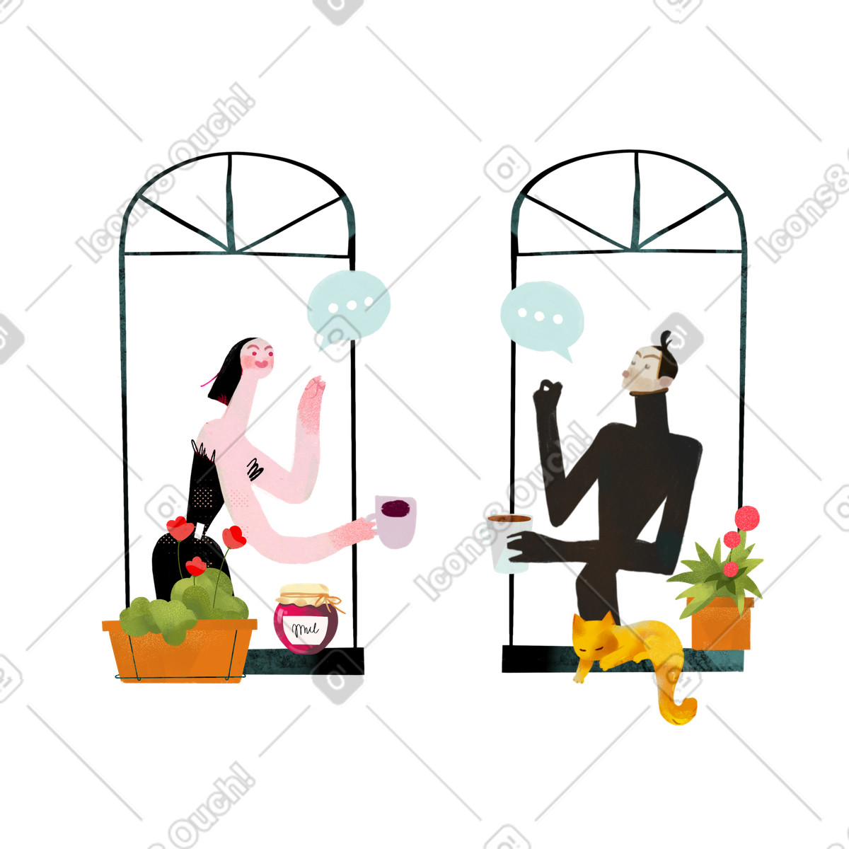 下载 Fabulous 风格的 隔离人员远距离交流 插画，支持 PNG、SVG 格式