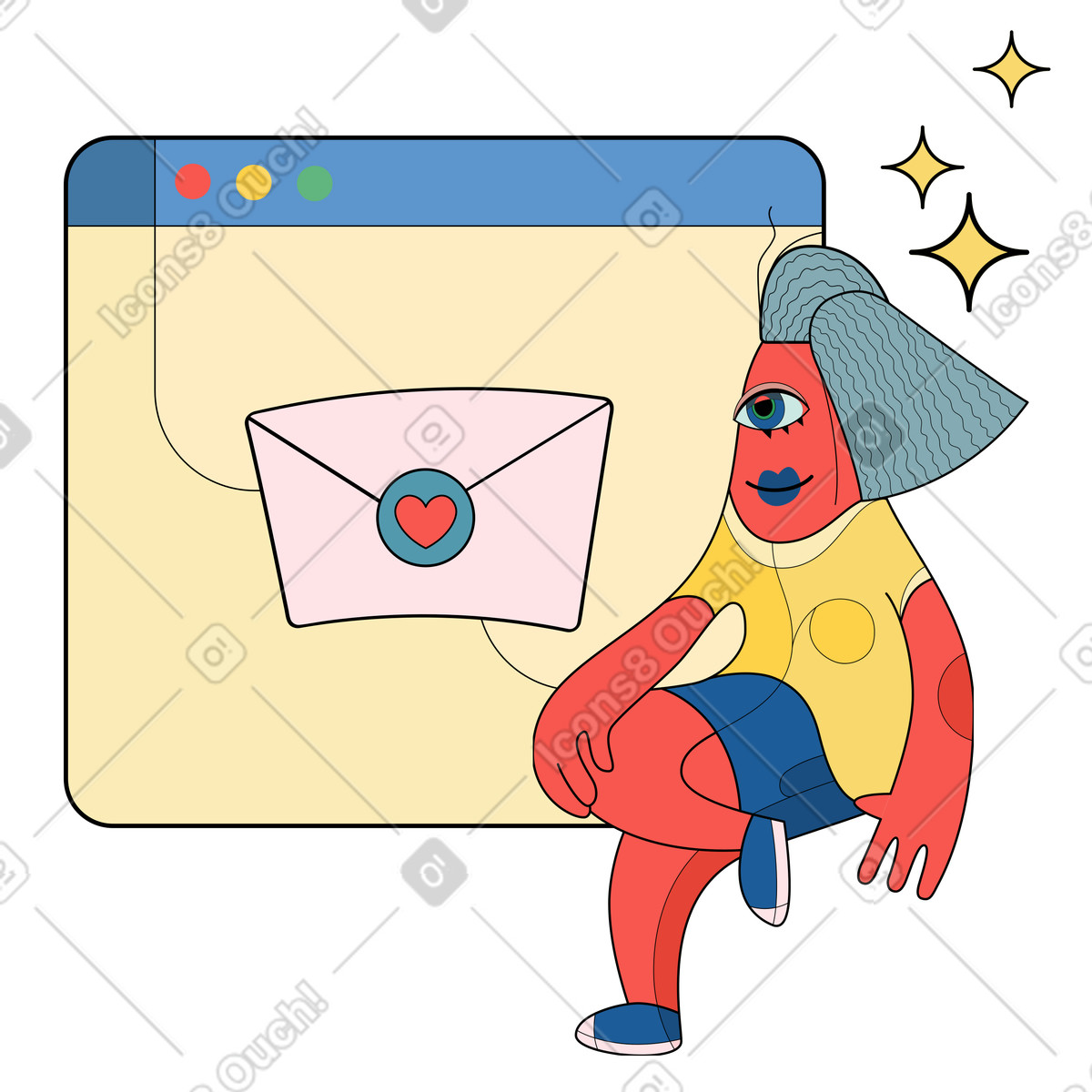 Successo in amore illustrazione stile Surr scarica PNG, SVG