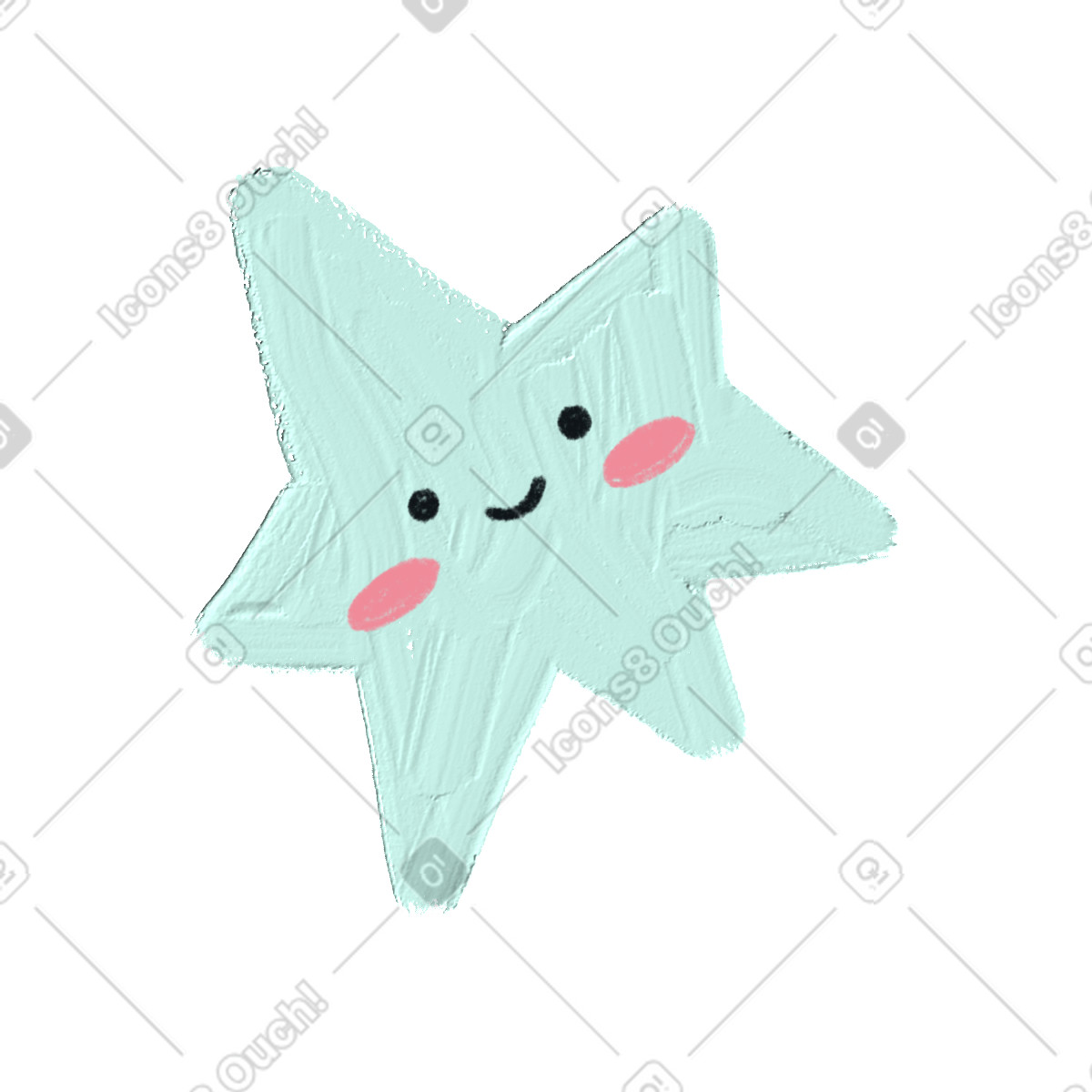Blue smiling star illustration in Scrapbooking style download in PNG, SVG