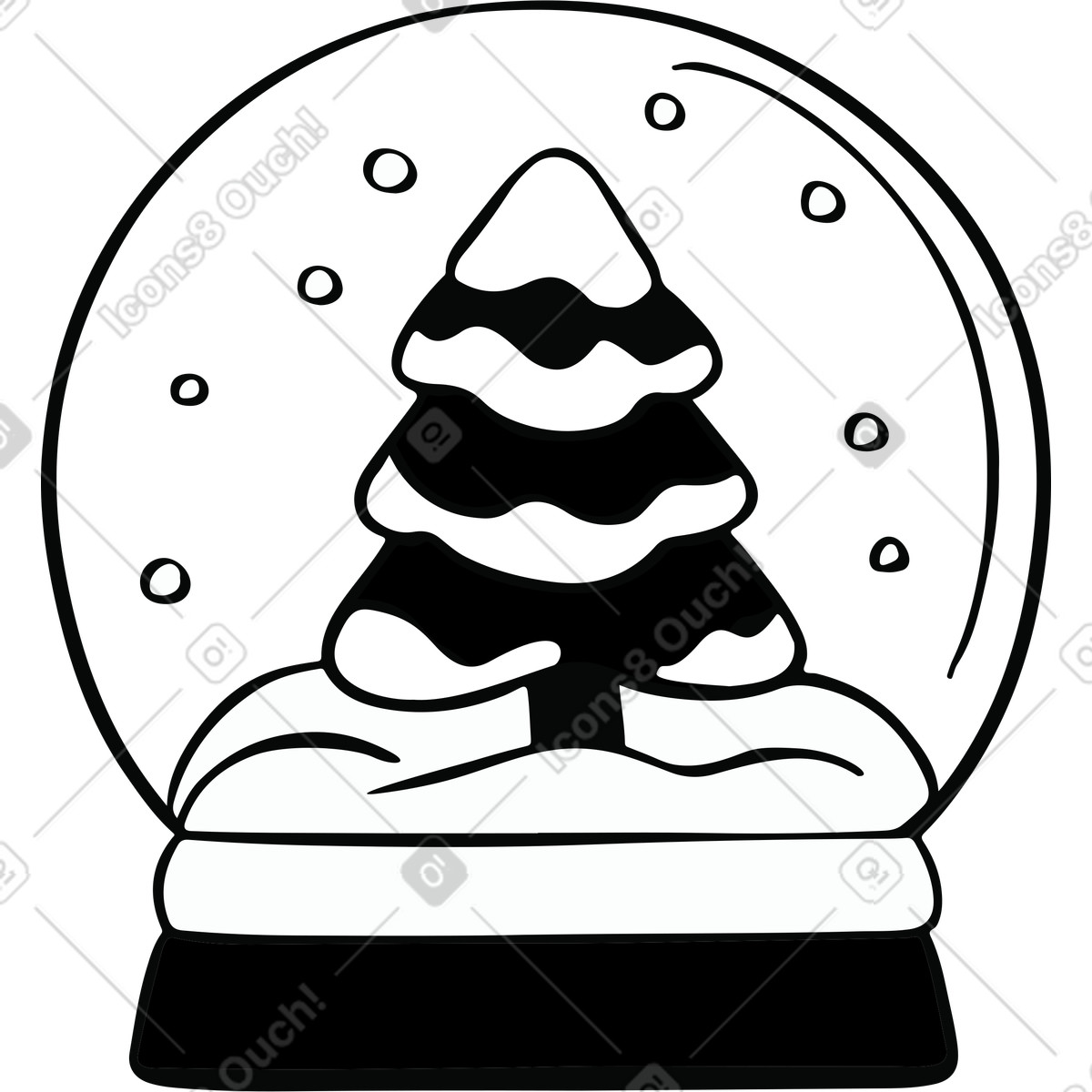 Christmas snow globe with spruce illustration in Journal style download in PNG, SVG
