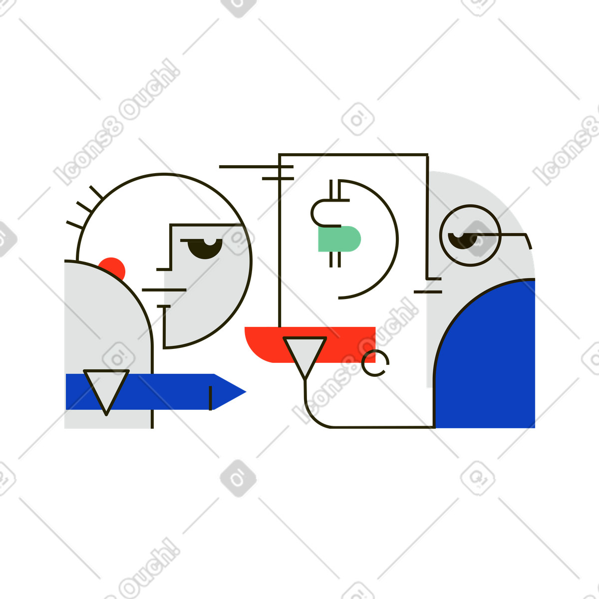Customer signing papers at the bank illustration in Geom style download in PNG, SVG