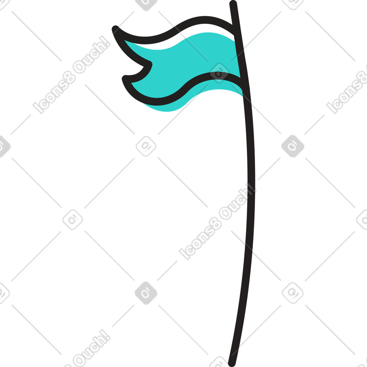 Flagge auf einem hohen fahnenmast-Illustration im Little-Stil als Download in PNG, SVG