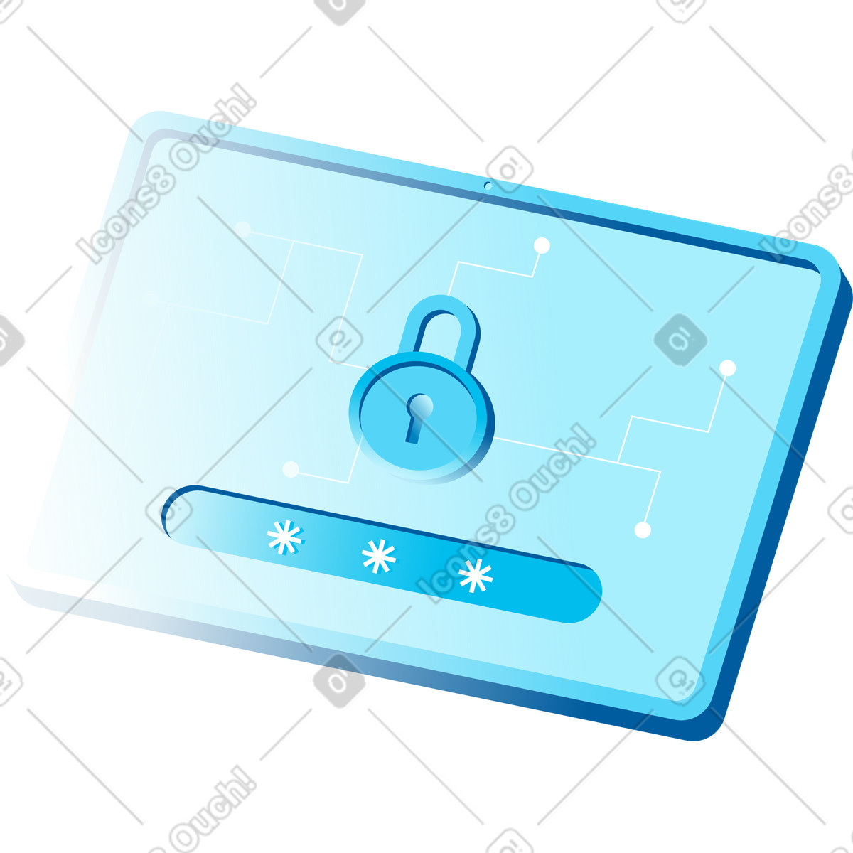 Tablet with lock illustration in Icy style download in PNG, SVG