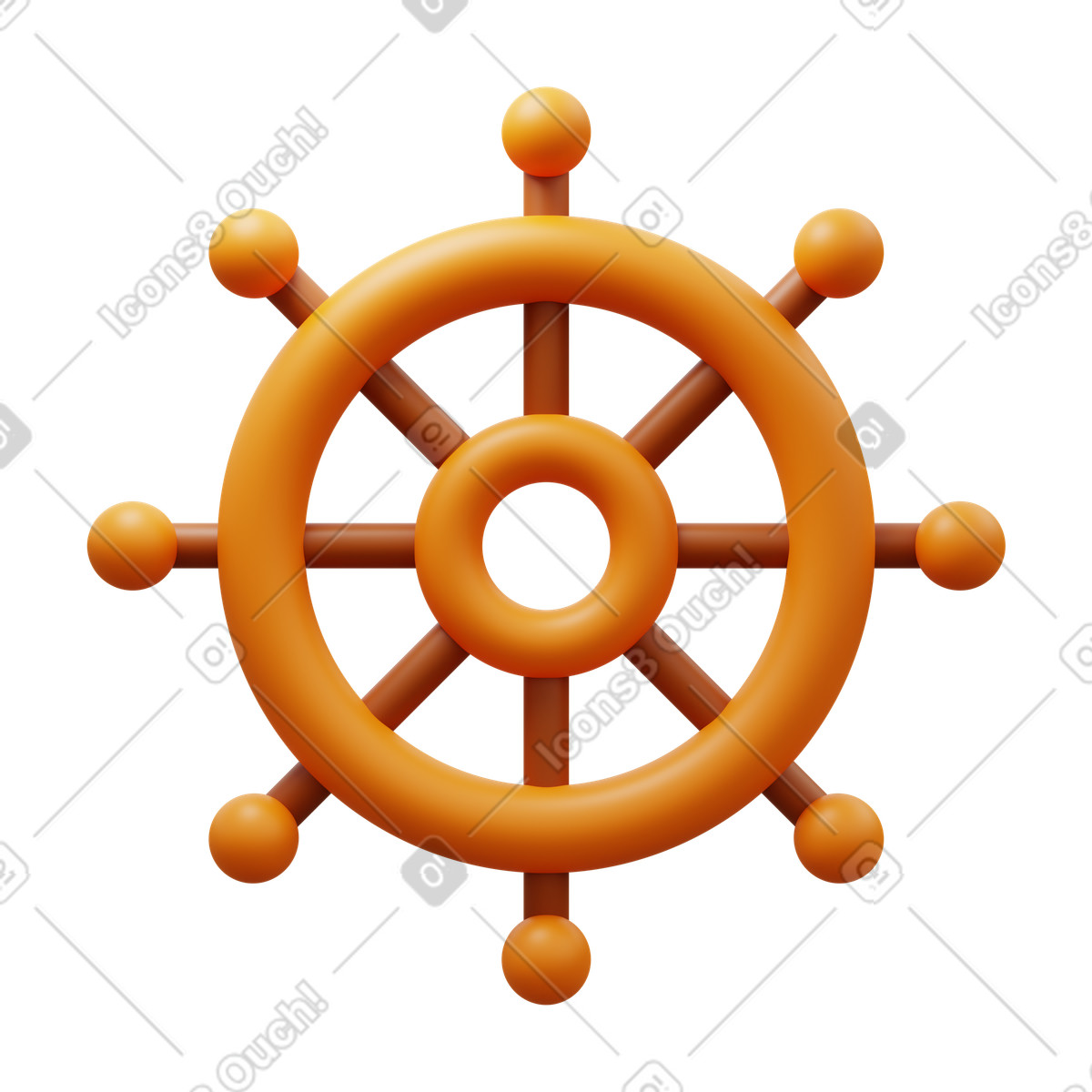 Ship wheel illustration in 3D Fluency style download in PNG, SVG