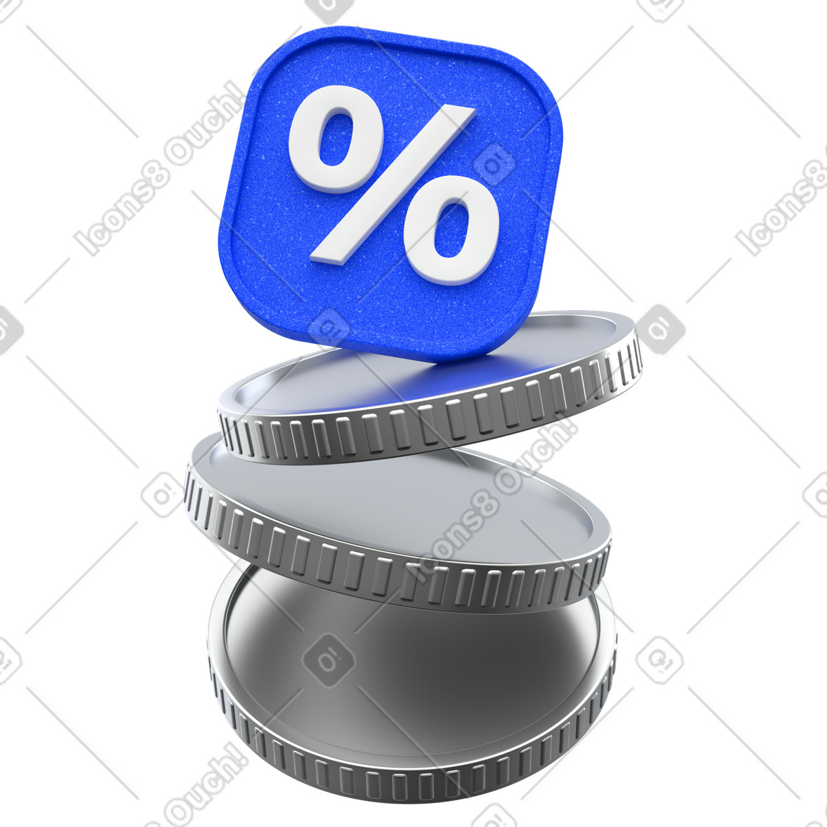 Discount coin stack, Percent symbol above coins, Sale savings illustration in PNG, SVG