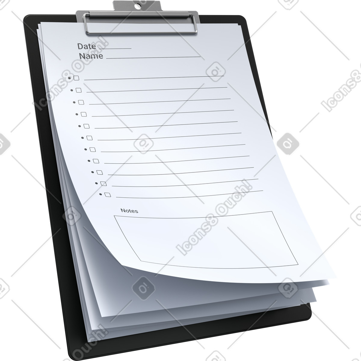 To do list clipboard, project task tracker, work planning checklist illustration in 3D Pro style download in PNG, SVG