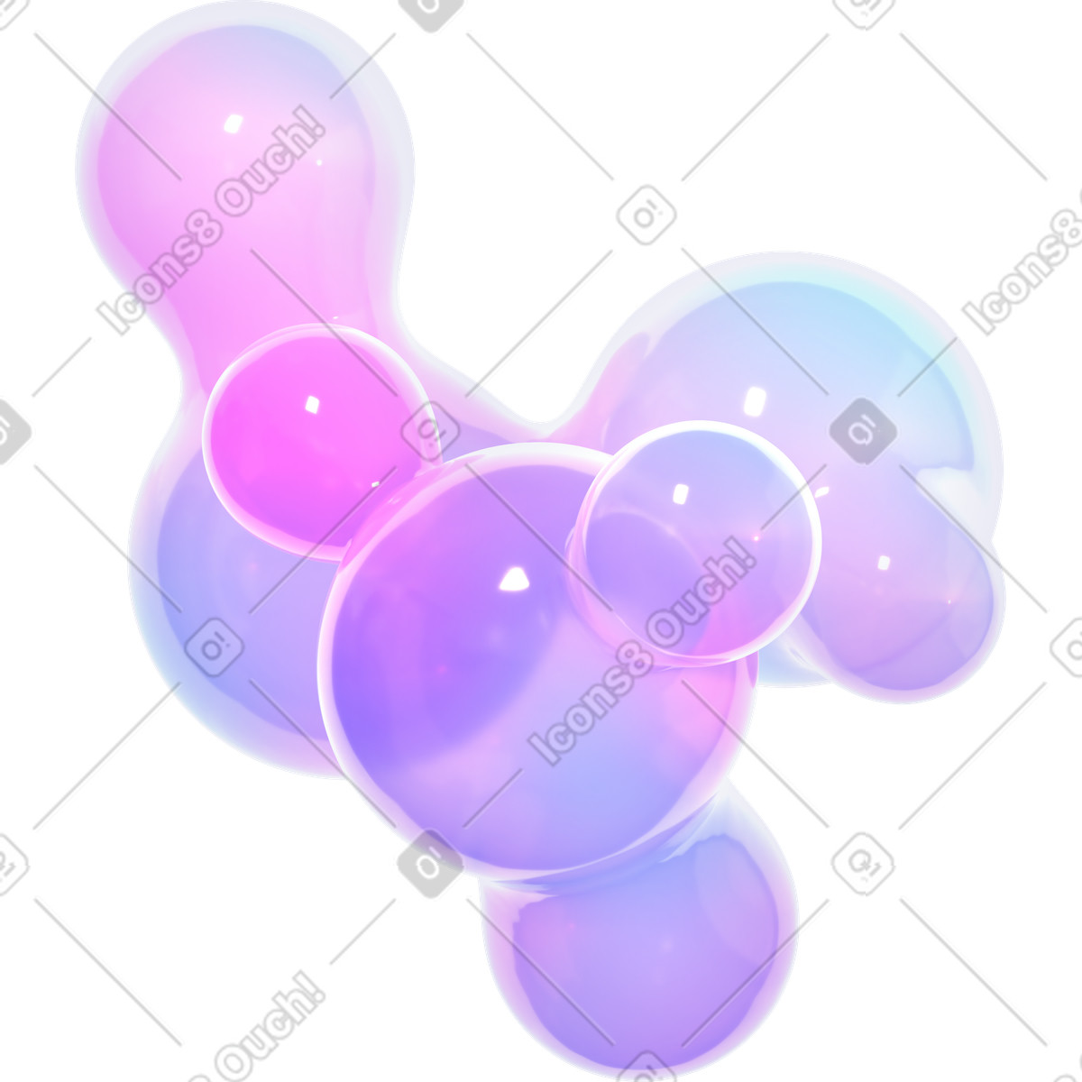 Bolle eteree illustrazione in stile 3D Glassy scarica in PNG, SVG