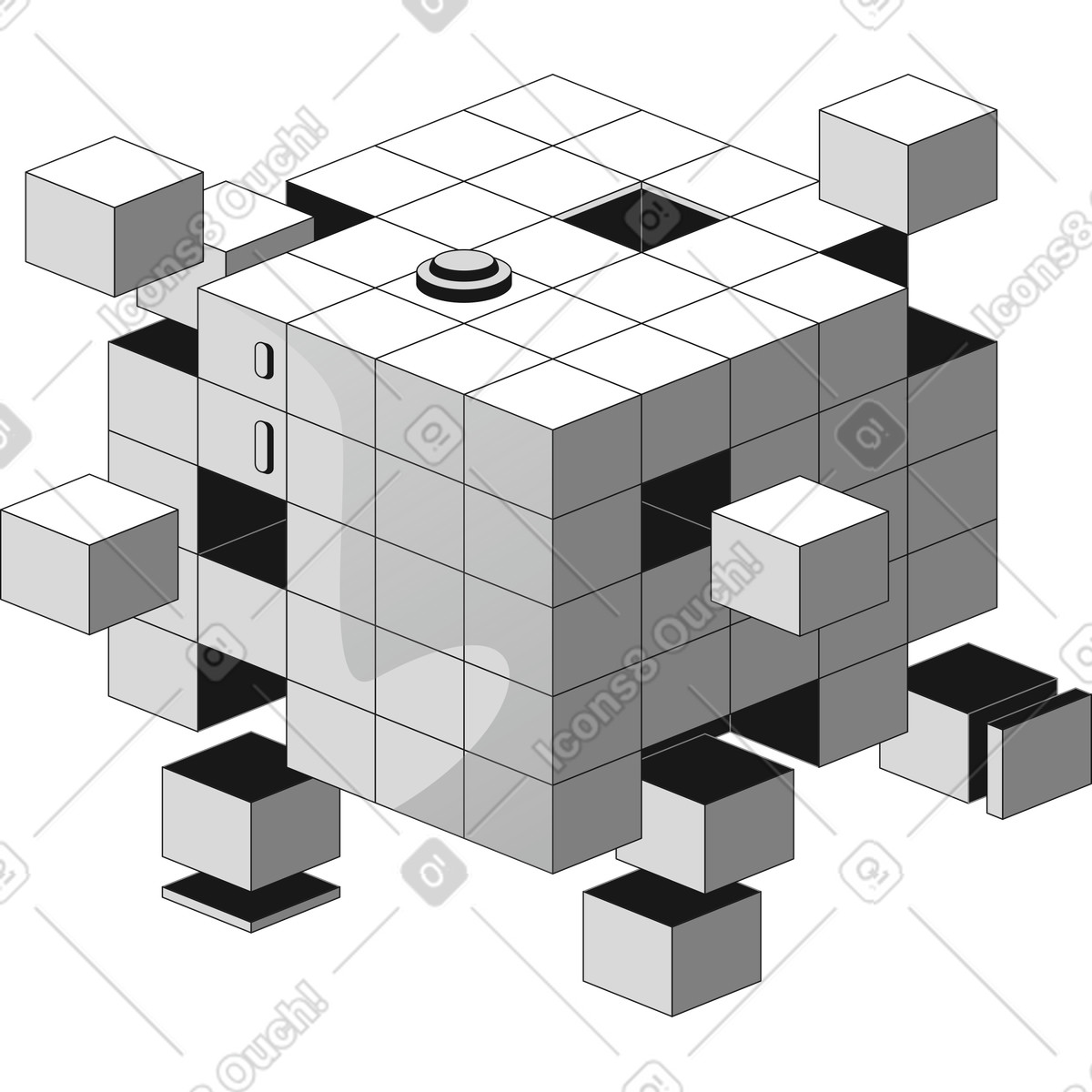 Cube one illustration in Futuristic style download in PNG, SVG
