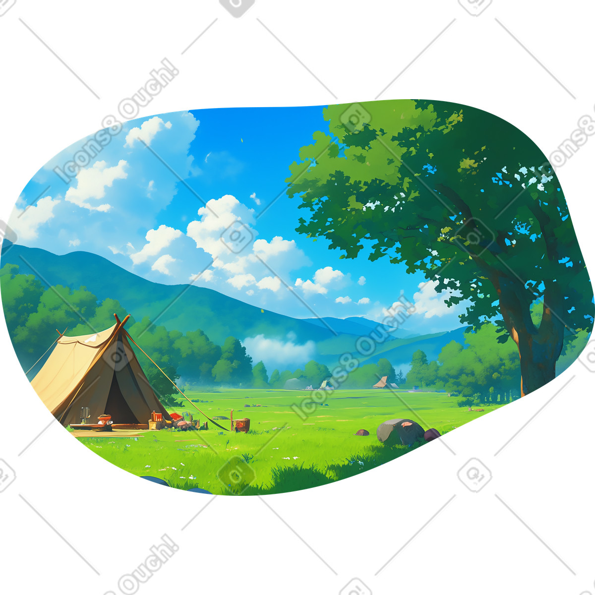 Summer camping background illustration in Scenes style download in PNG, SVG