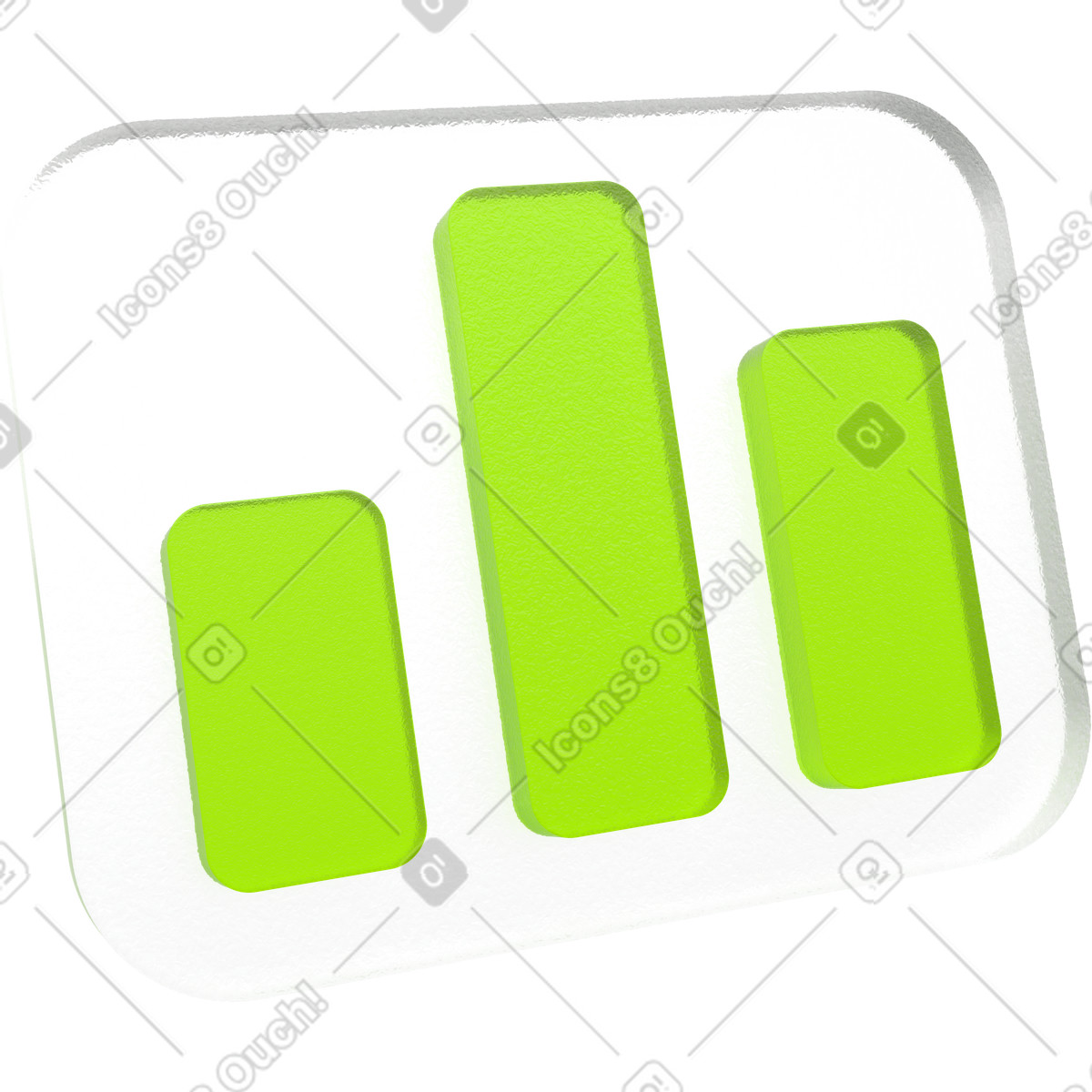 Glass green chart illustration in 3D Enterprise style download in PNG, SVG