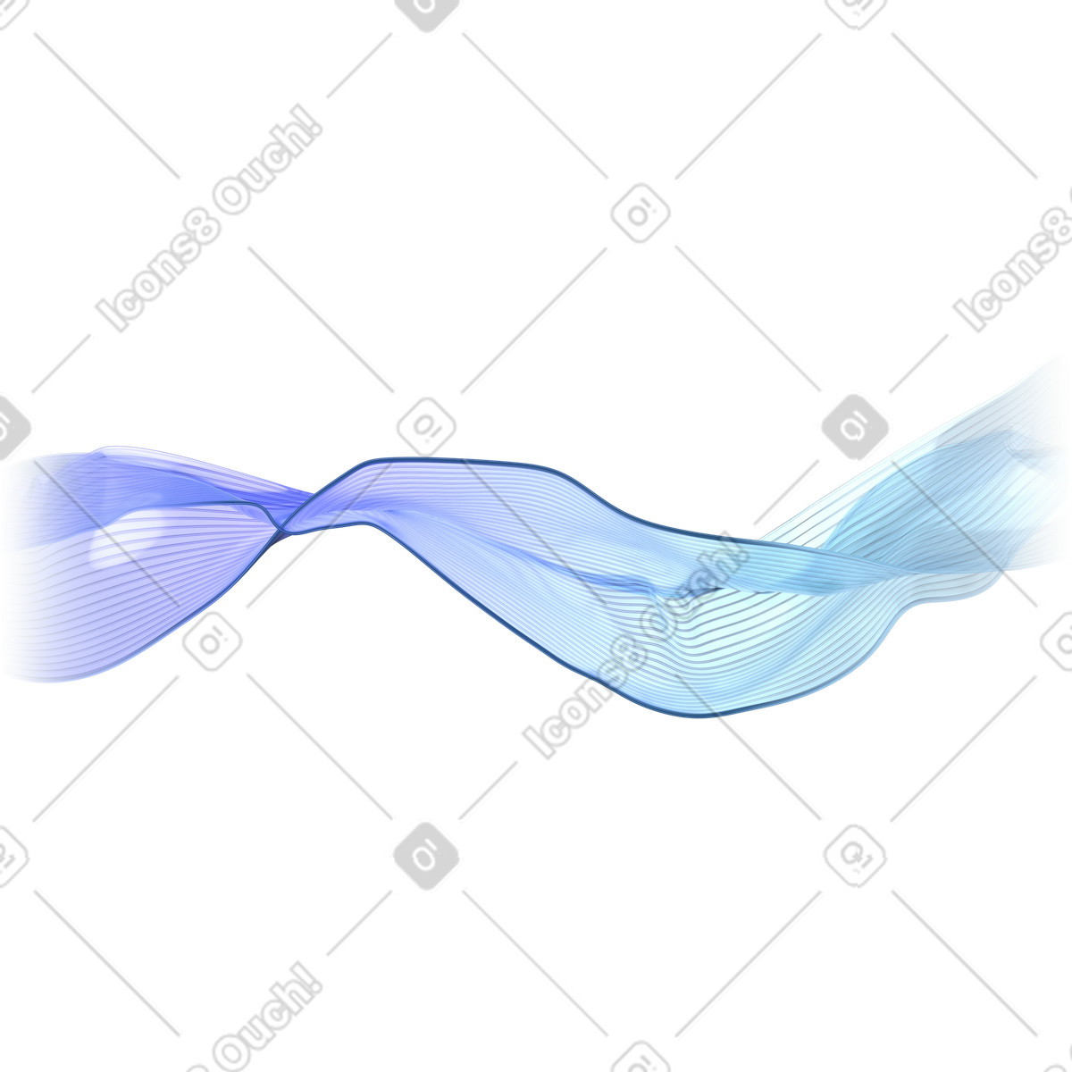Blue ethereal silky waves animated illustration in 3D Glassy style download in GIF, Lottie (JSON), AE