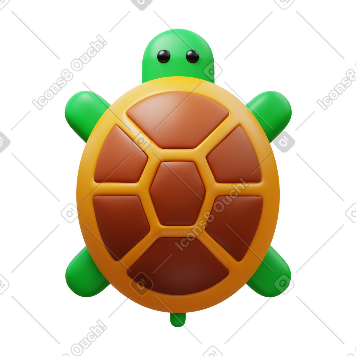 Turtle illustration in 3D Fluency style download in PNG, SVG