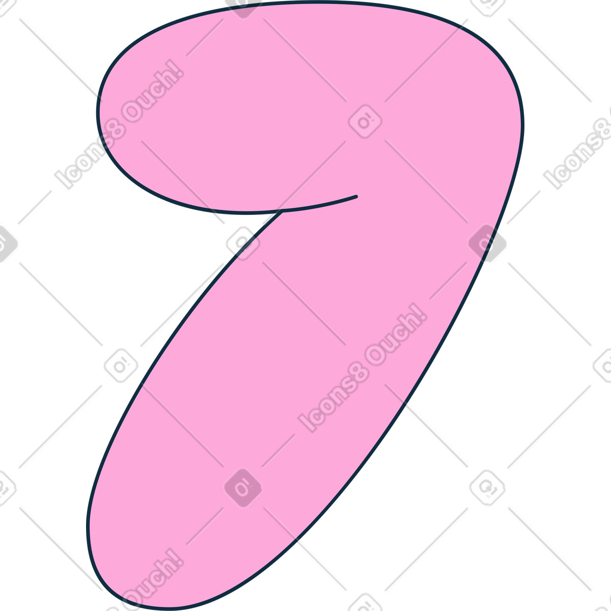 Number seven illustration in Bubble gum style download in PNG, SVG