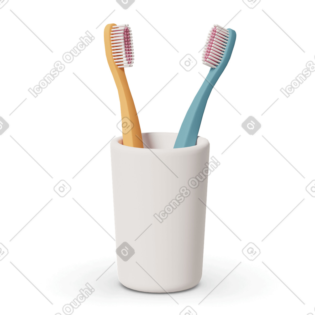 3D Casual life スタイルの Toothbrushes in cup のイラストをPNG、SVG形式でダウンロード