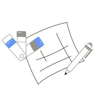 Markers and a blank sheet of paper - Plain style illustration