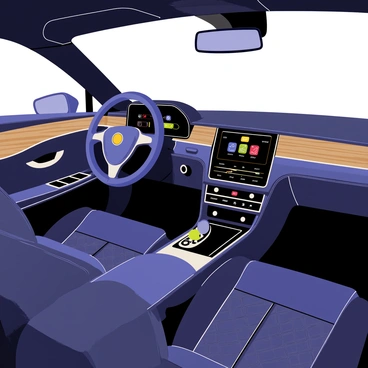 The detailed, plush interior of a luxury car showcasing a state-of-the-art dashboard