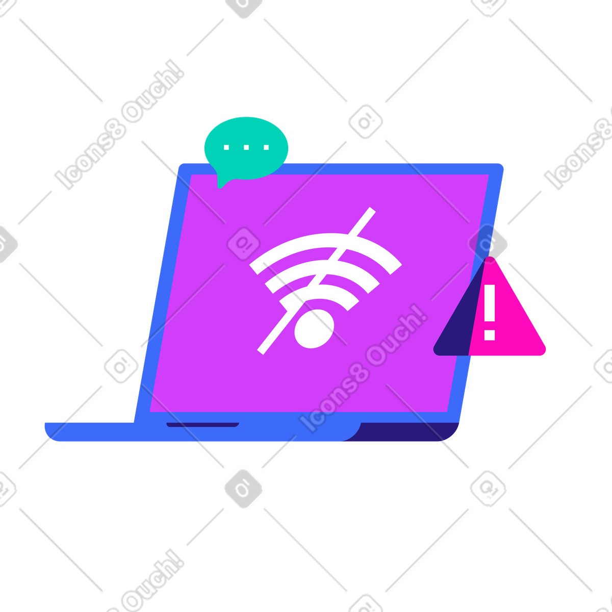 Crossed out wifi symbol on laptop illustration clipart image for error graphics SVG GIF