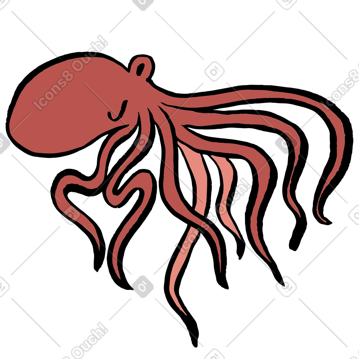 Polpo illustrazione in stile Scandi scarica in PNG, SVG