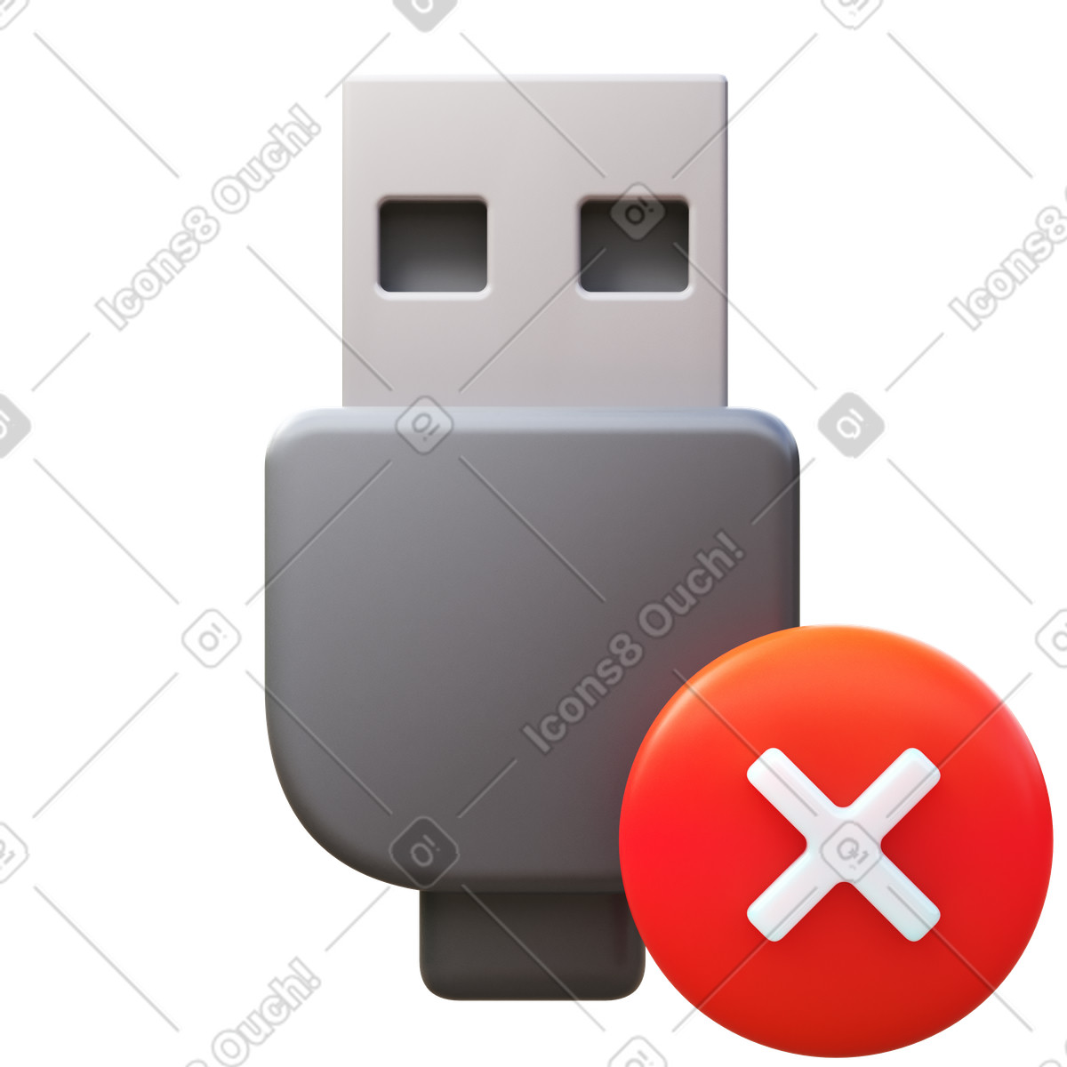 3D Fluency スタイルの Usb disconnected のイラストをPNG、SVG形式でダウンロード