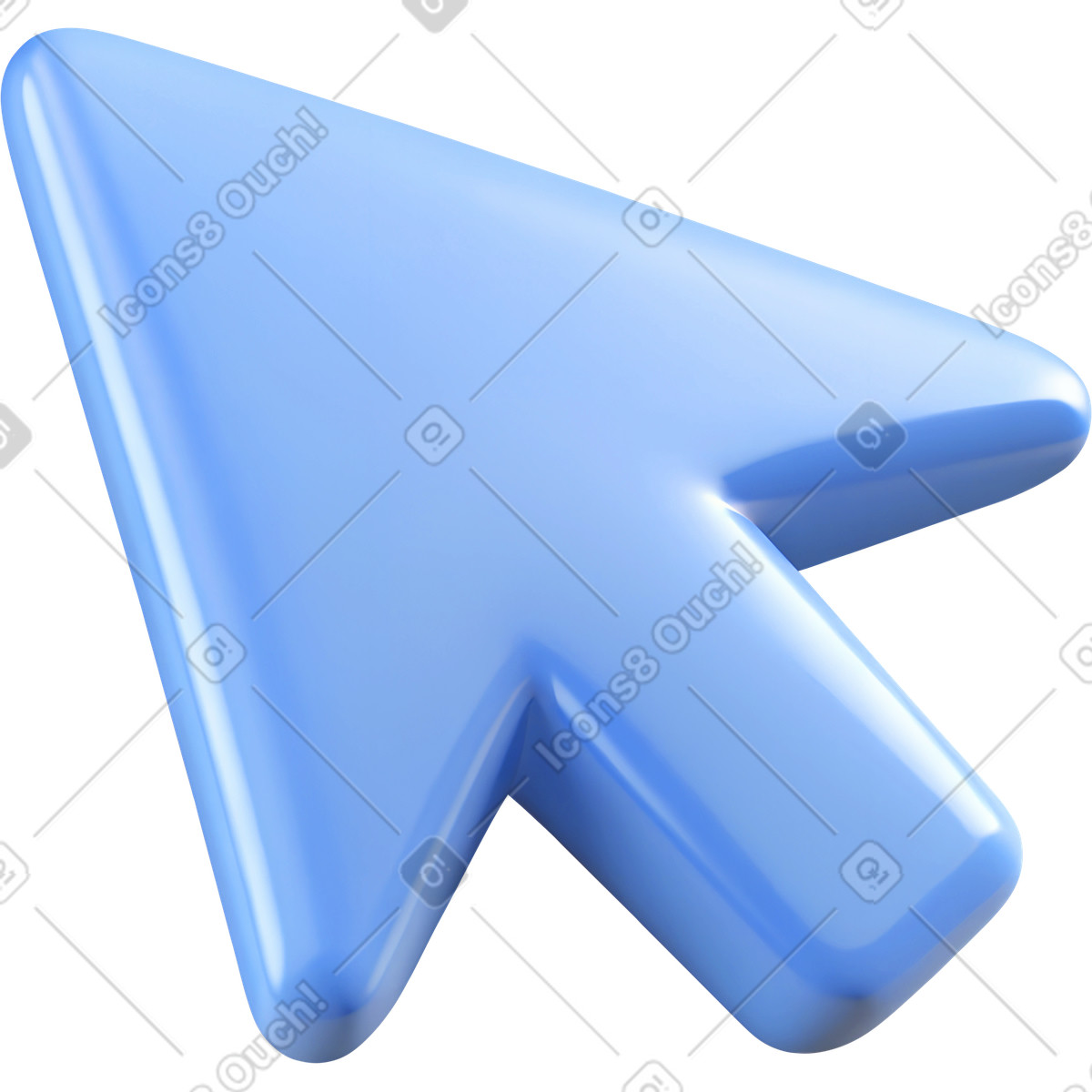 Blue plastic cursor illustration in 3D Cutie style download in PNG, SVG