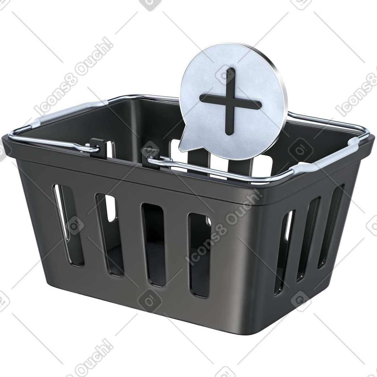 下载 3D Pro 风格的 Shopping basket add item icon for online store cart interface 插画，支持 PNG、SVG 格式
