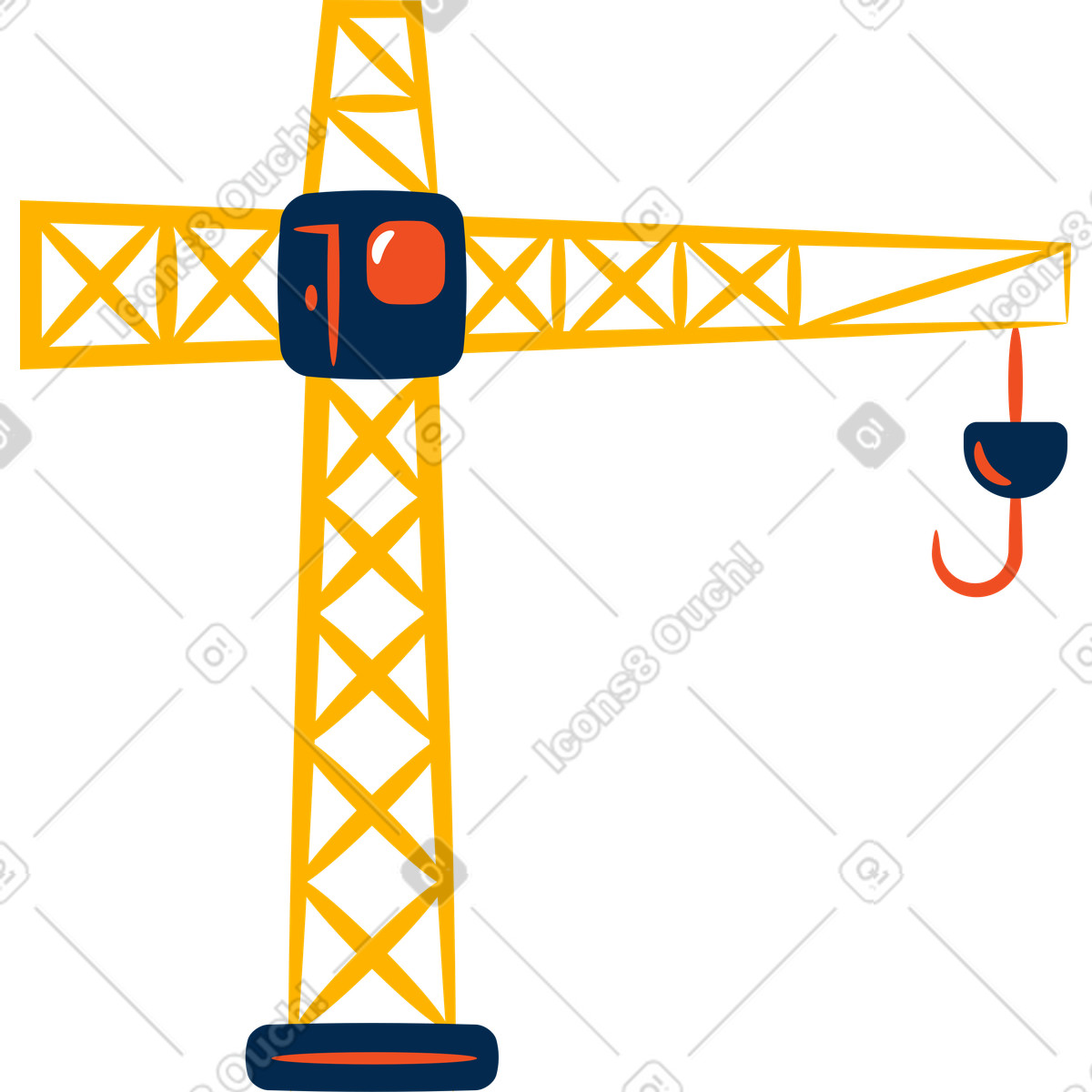 Tower crane illustration showcasing construction clipart image in PNG SVG