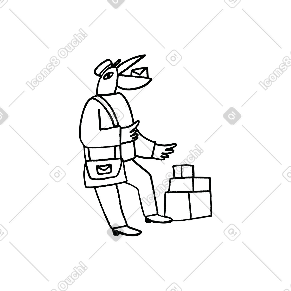 下载 Cole 风格的 邮递员递送包裹和包裹 插画，支持 PNG、SVG 格式