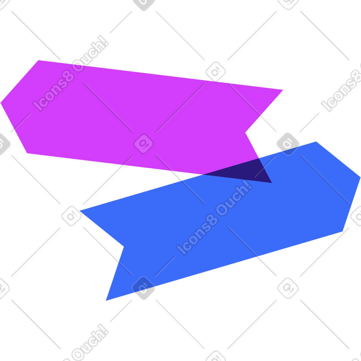 Basic スタイルの 2つのリボン矢印 のイラストをPNG、SVG形式でダウンロード