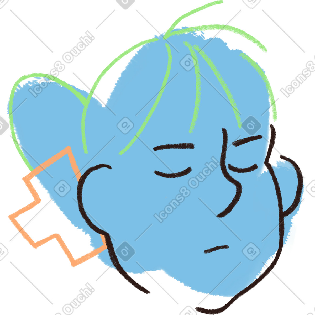 Illustration Young woman with her eyes closed dans le style Blobby à télécharger aux formats PNG, SVG