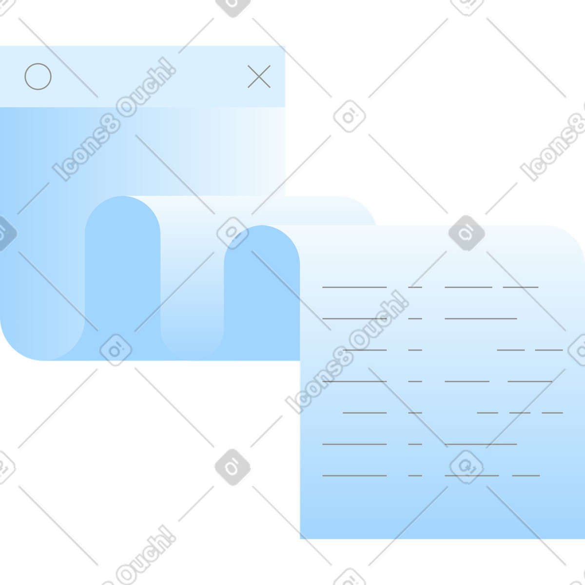 Browser window with page code illustration in PNG, SVG