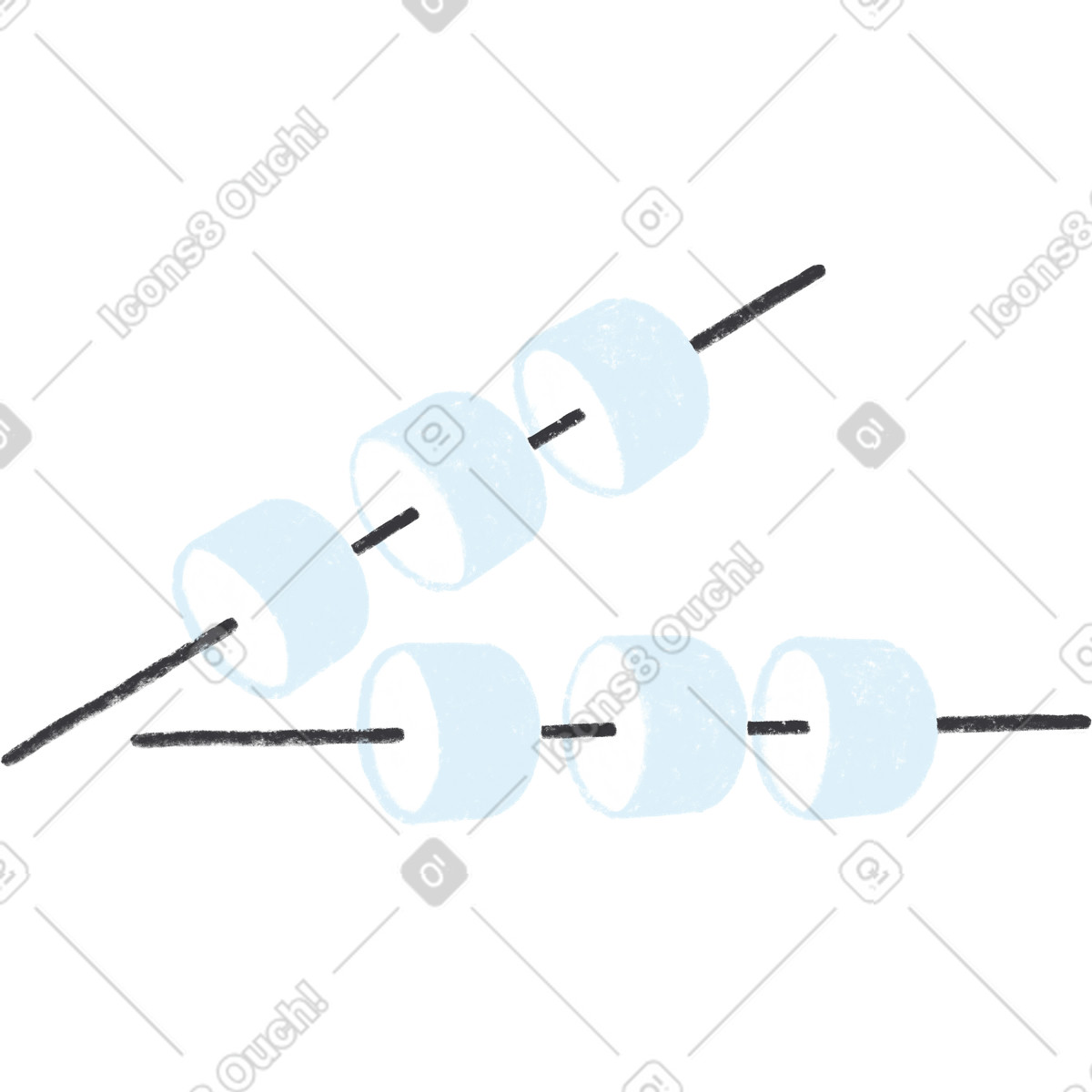White marshmallows on sticks illustration in Chalky style download in PNG, SVG