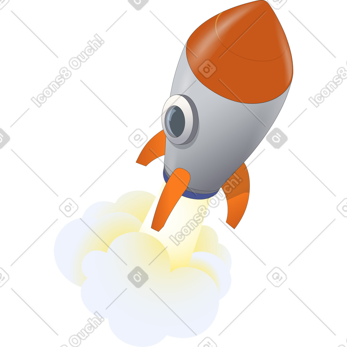 Razzo spaziale con fumo illustrazione in stile Kit scarica in PNG, SVG