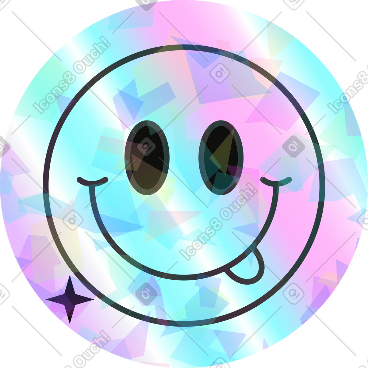 Ilustração de Rosto sorridente em no estilo Holostickers para baixar em PNG, SVG