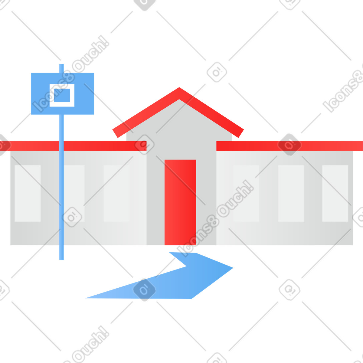 下载 Clip 风格的 学校房子 插画，支持 PNG、SVG 格式