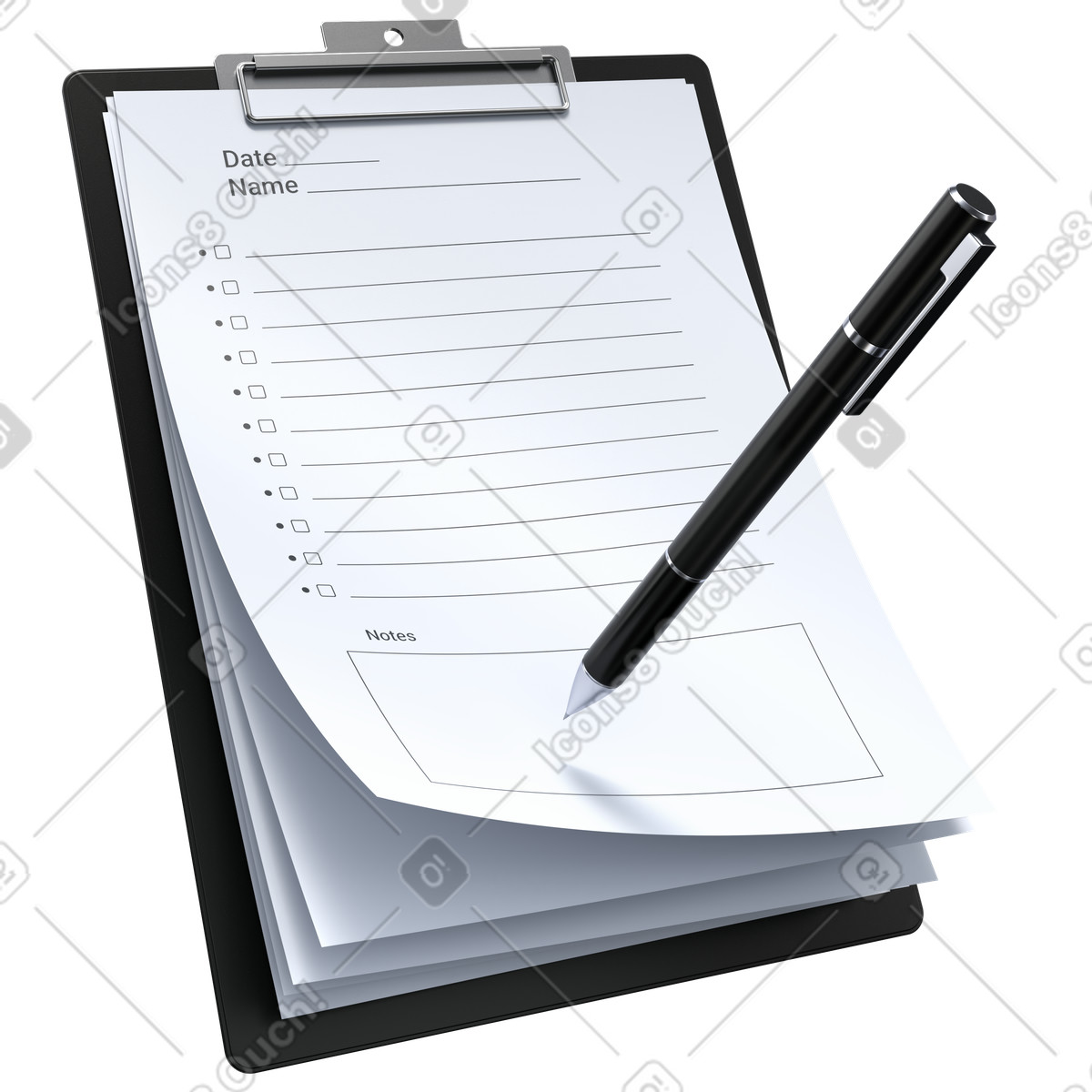 Task management, checklist, Daily planning clipboard, Productivity, organizer illustration in 3D Pro style download in PNG, SVG