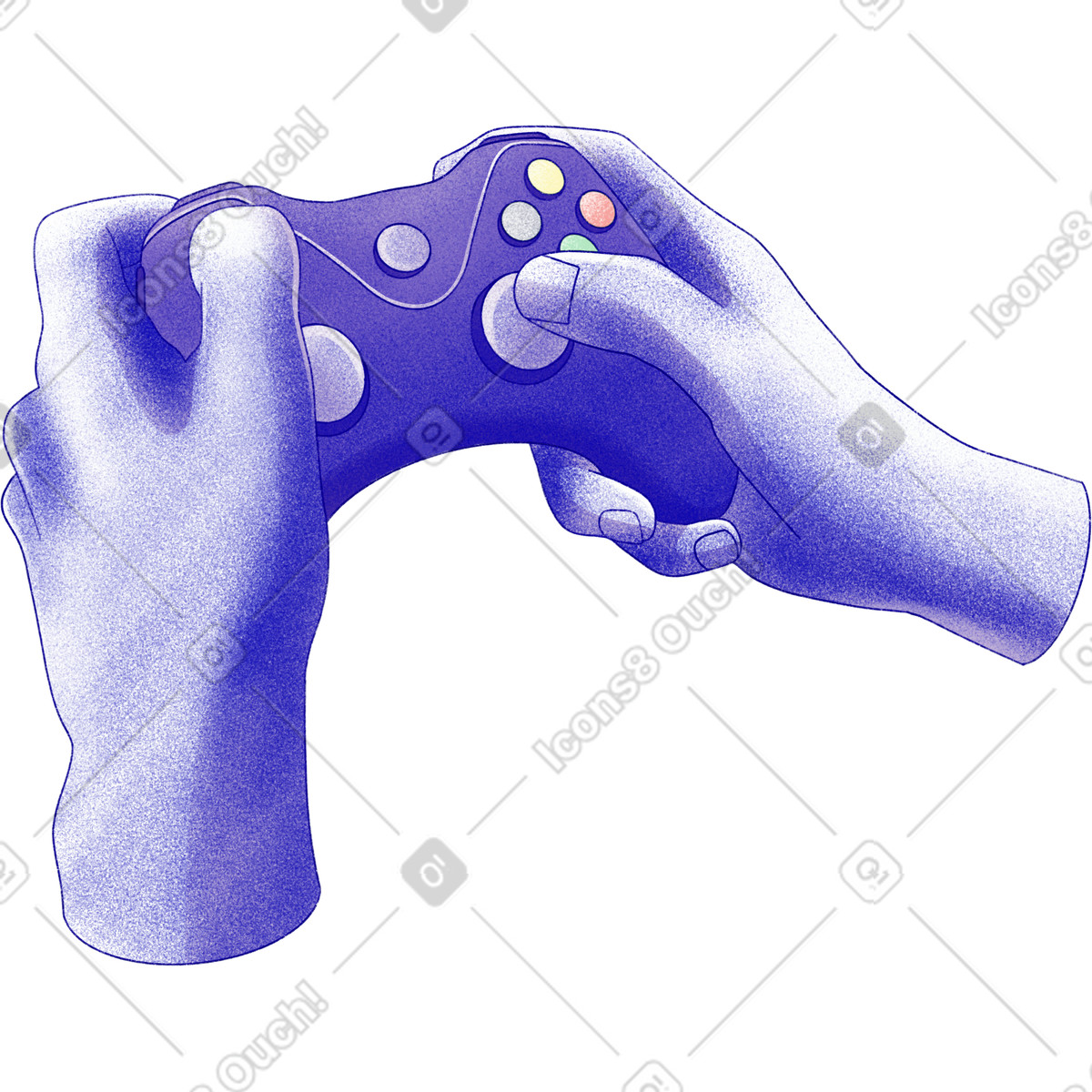 Ilustração de Mãos com gamepad violeta em no estilo Jumble para baixar em PNG, SVG