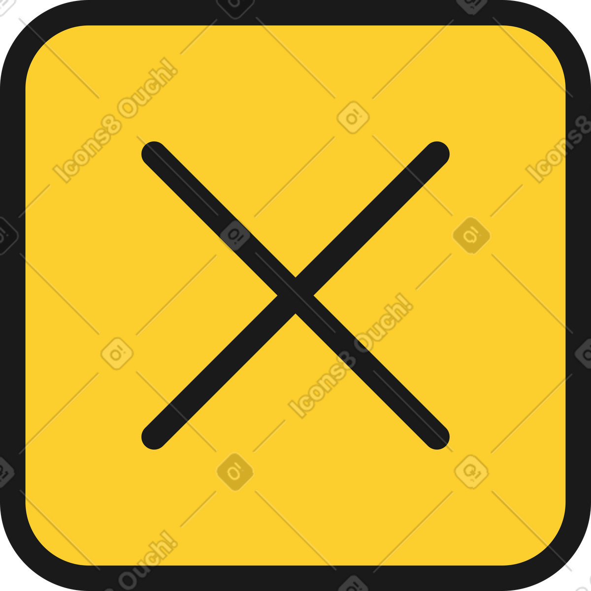 Ilustração de Yellow button with a cross em no estilo Taxi para baixar em PNG, SVG