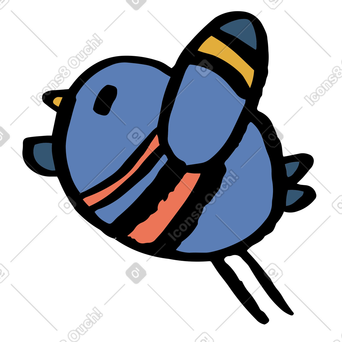 Blue bird flying upward-Illustration im Scandi-Stil als Download in PNG, SVG